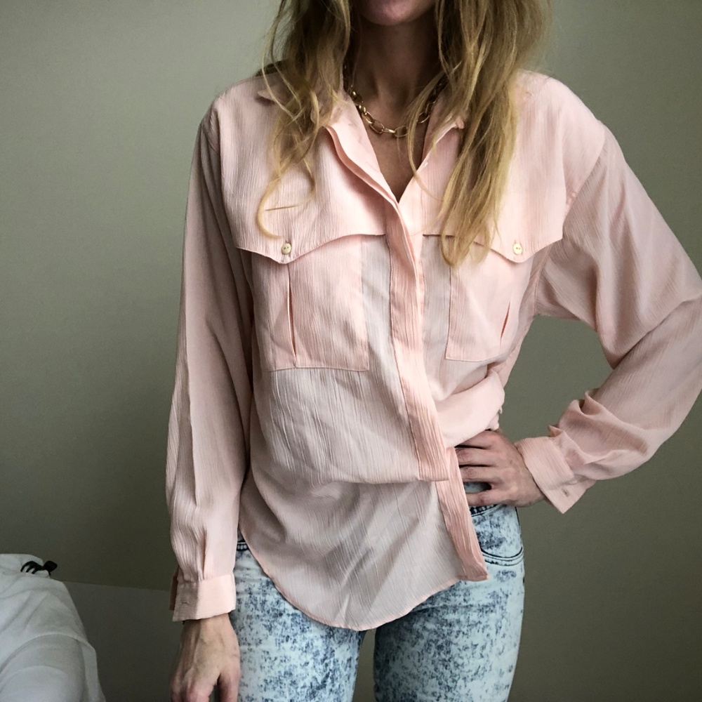 💲⬇️ VINTAGE/ textured pocket boxy blouse - Picture 4 of 10